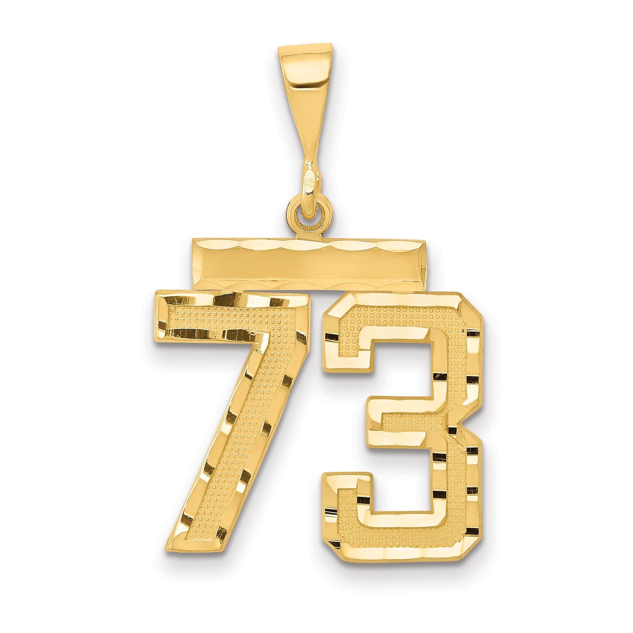 14K Gold Diamond-Cut Number 73 Charm with Polished Finish Medium