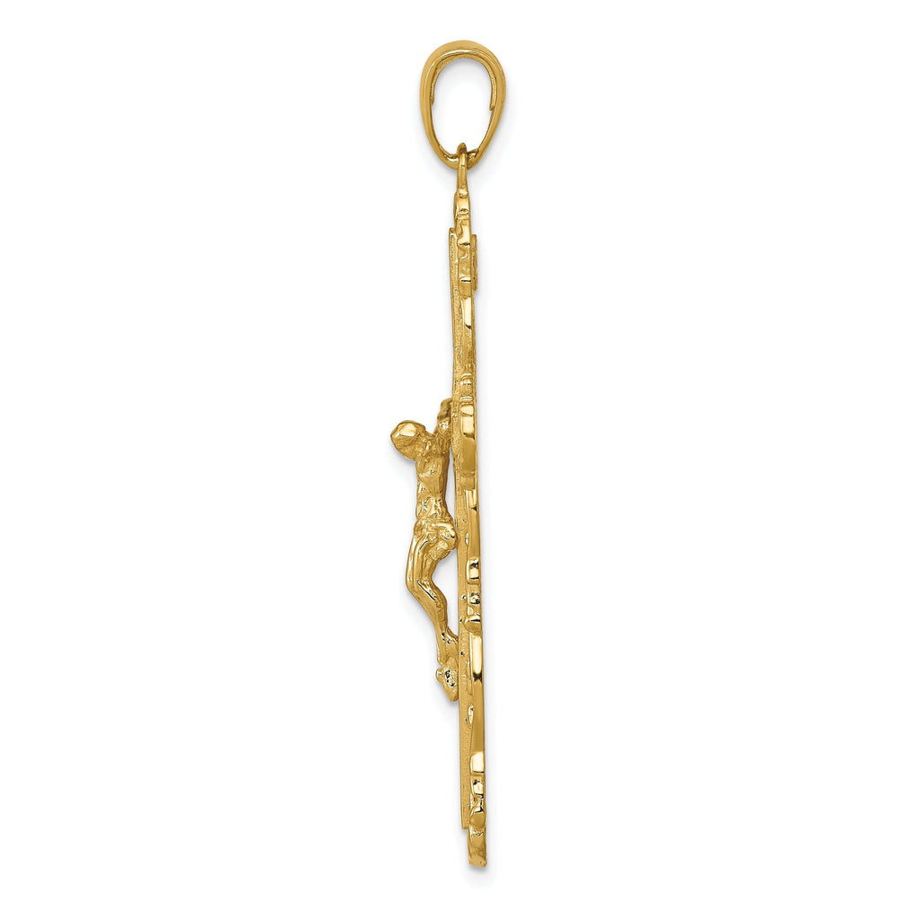 14K Gold Crucifix Pendant Solid Casted Design Elegant Religious Charm