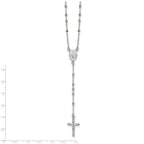 Sterling Silver Polished and Beaded Rosary 24 inch Necklace