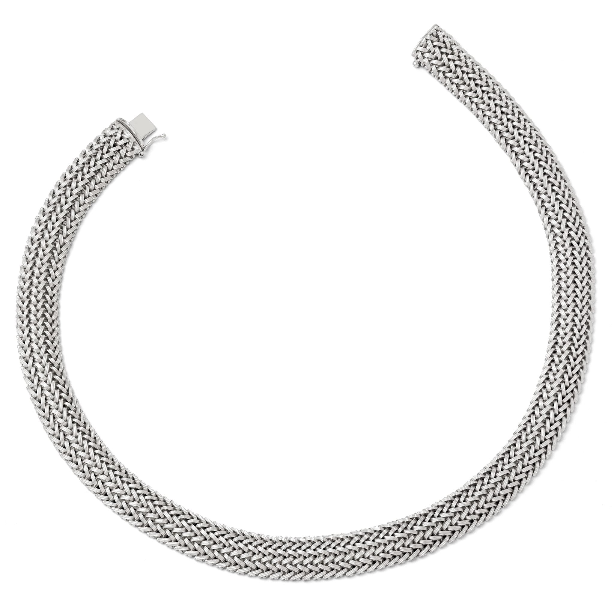 Sterling Silver 925 Polished Mesh Braided Necklace Elegant Fancy Design Secondary image