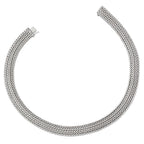 Sterling Silver 925 Polished Mesh Braided Necklace Elegant Fancy Design