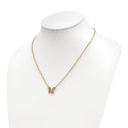 14K Polished D/C w/ Pink Enamel Butterfly Necklace