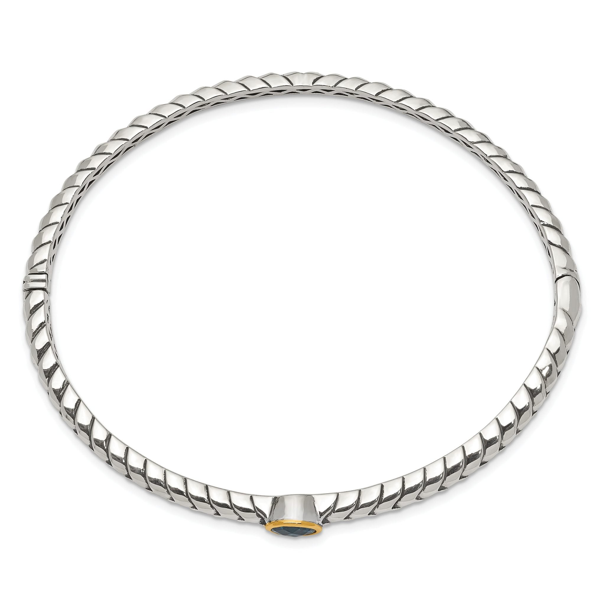 Sophia Jewelers: Sterling Silver & 14K Gold Blue Topaz Bangle Elegant Vintage Style Secondary image