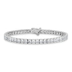 Sterling Shimmer Sterling Silver Rhodium-plated Square 3.5mm x 3.5mm CZ 54 Stone 8 inch Bracelet