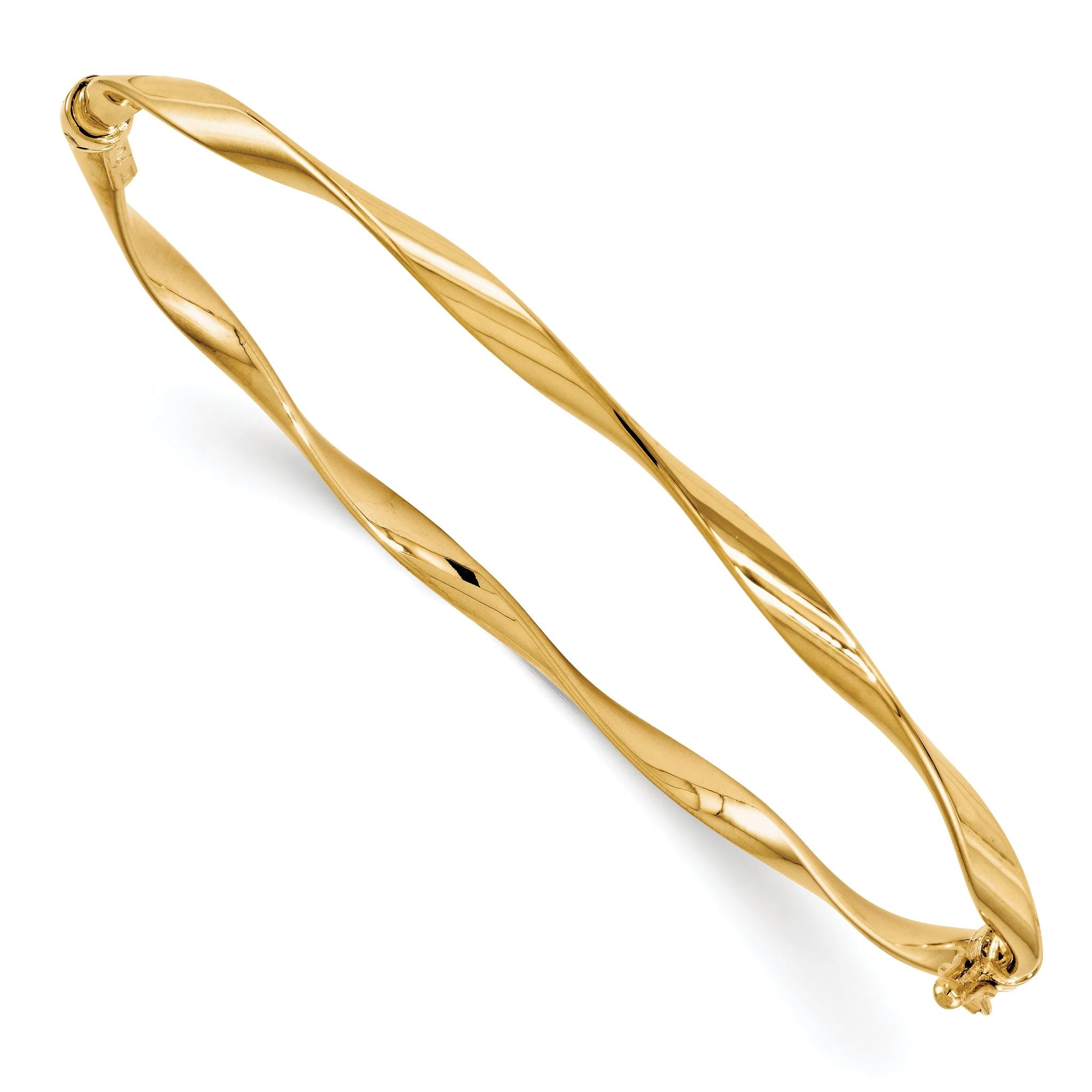 14K Polished Twisted Hinged Bangle Main image