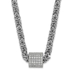 Sophia Jewelers Sterling Silver 925 CZ Byzantine Chain Necklace 18