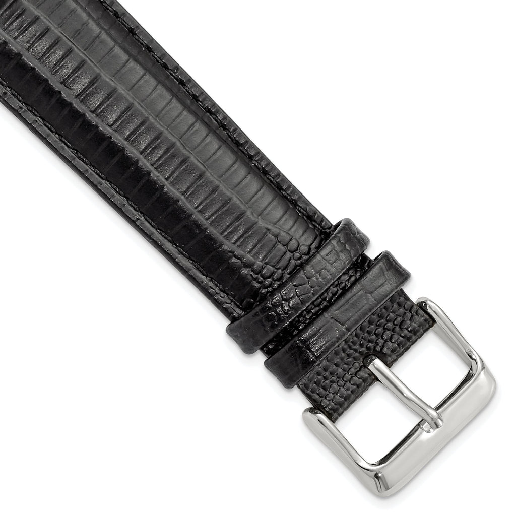 Teju Lizard Grain Leather Watch Band in Black, 16mm