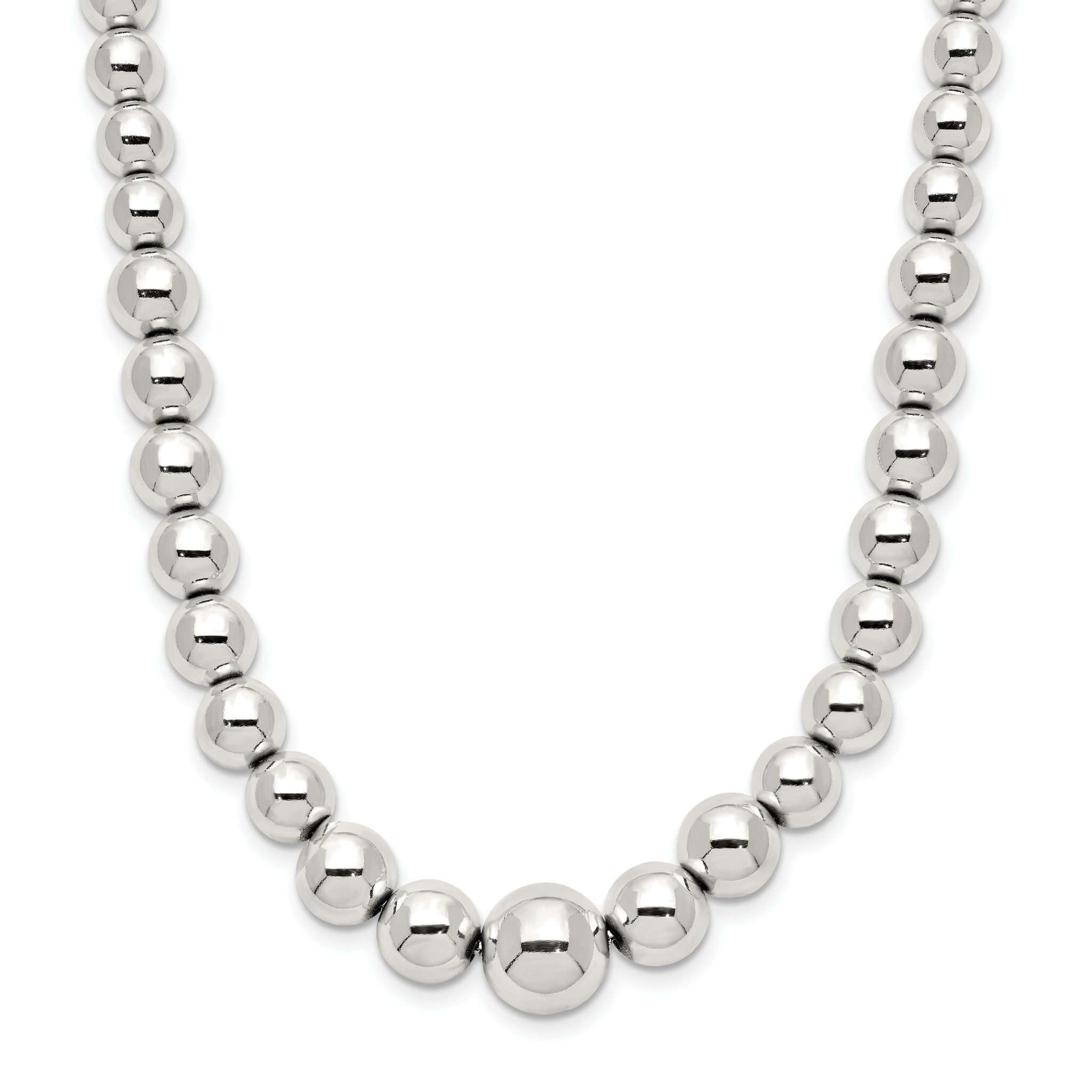 Sterling Silver Polished Beaded Necklace Main image