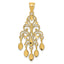 14K Gold Polished Diamond-Cut Chandelier Pendant  Elegant Solid Design