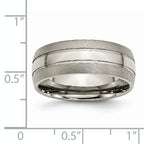 Grooved Wedding Band in Titanium, 8mm