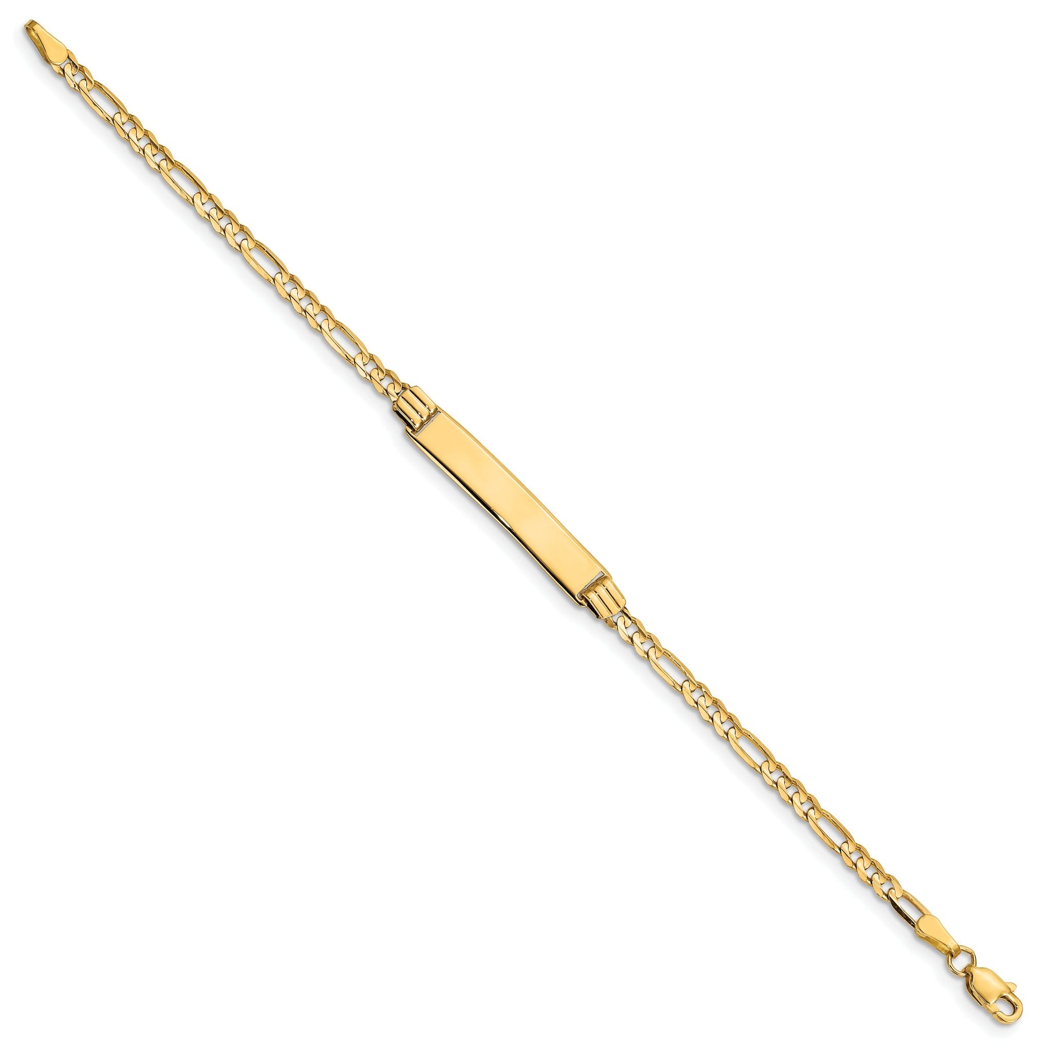 14k Polished Solid Chain/Solid Plate Figaro Link 26x5mm Plate 6 inch Baby/Child ID Bracelet Secondary image
