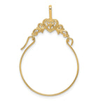 14K Gold Polished Filigree Heart Charm Holder Pendant Elegant Design