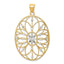 14K Gold Floral Medallion Pendant with Rhodium Accents, Polished Finish