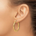 10k Diamond-cut 3mm Round Hoop Earrings