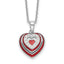 Sterling SilverRhodium-Rhodium-Plated CZ and Red Enamel Heart w 1/in. ext Necklace