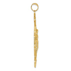14K Gold Fleur De Lis Crucifix Pendant Elegant Themed Design