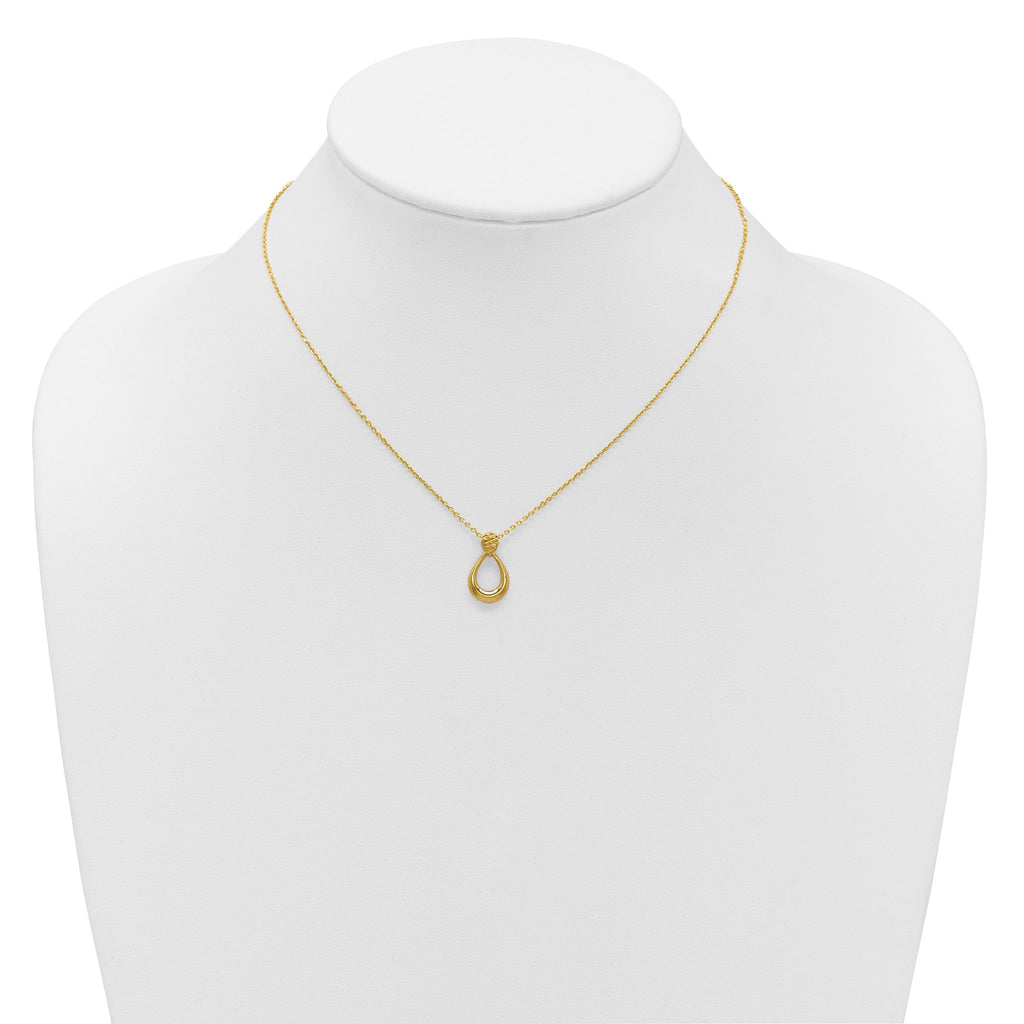 14K Polished / Dia-cut Open Teardrop w/2in ext. Necklace