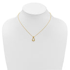 14K Polished / Dia-cut Open Teardrop w/2in ext. Necklace