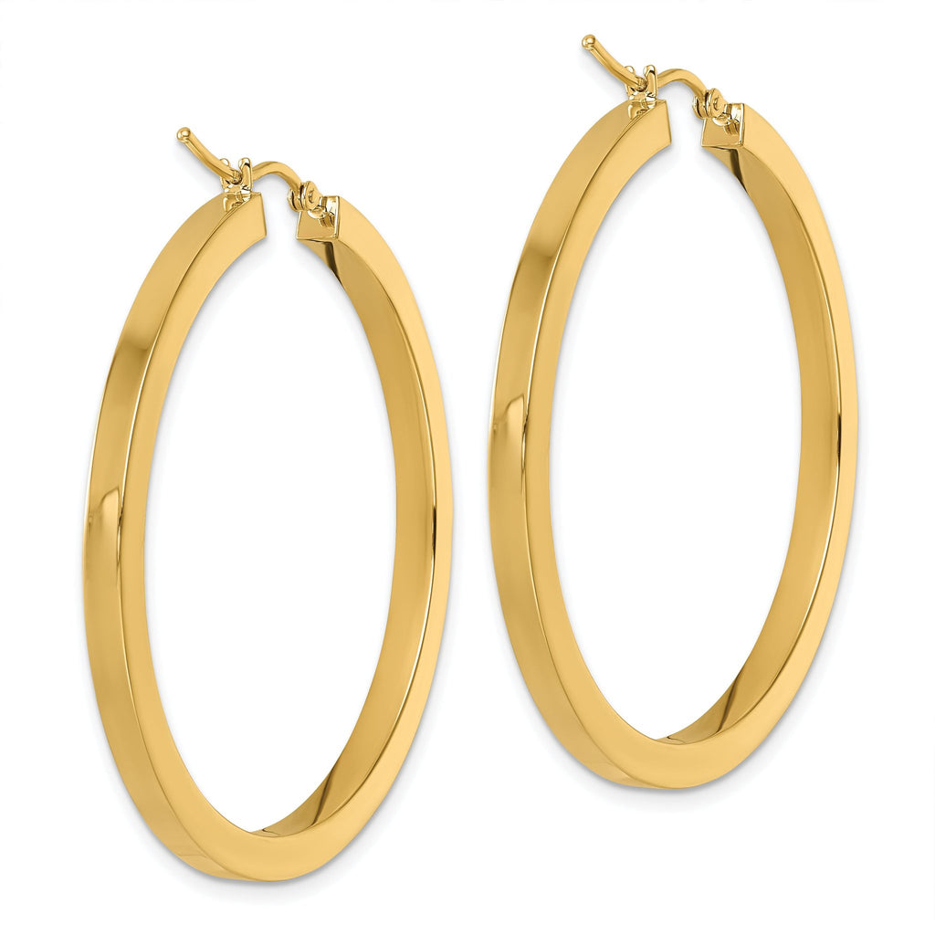 14k 3mm Polished Square Hoop Earrings