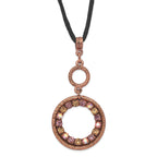 Crystal Double Circle Cord Necklace in Copper-Tone