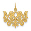 14K Gold MOM Charm with Polished Finish and Textured Design