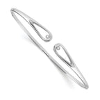 White Ice Sterling Silver Diamond Cuff Bracelet with Rhodium Polish