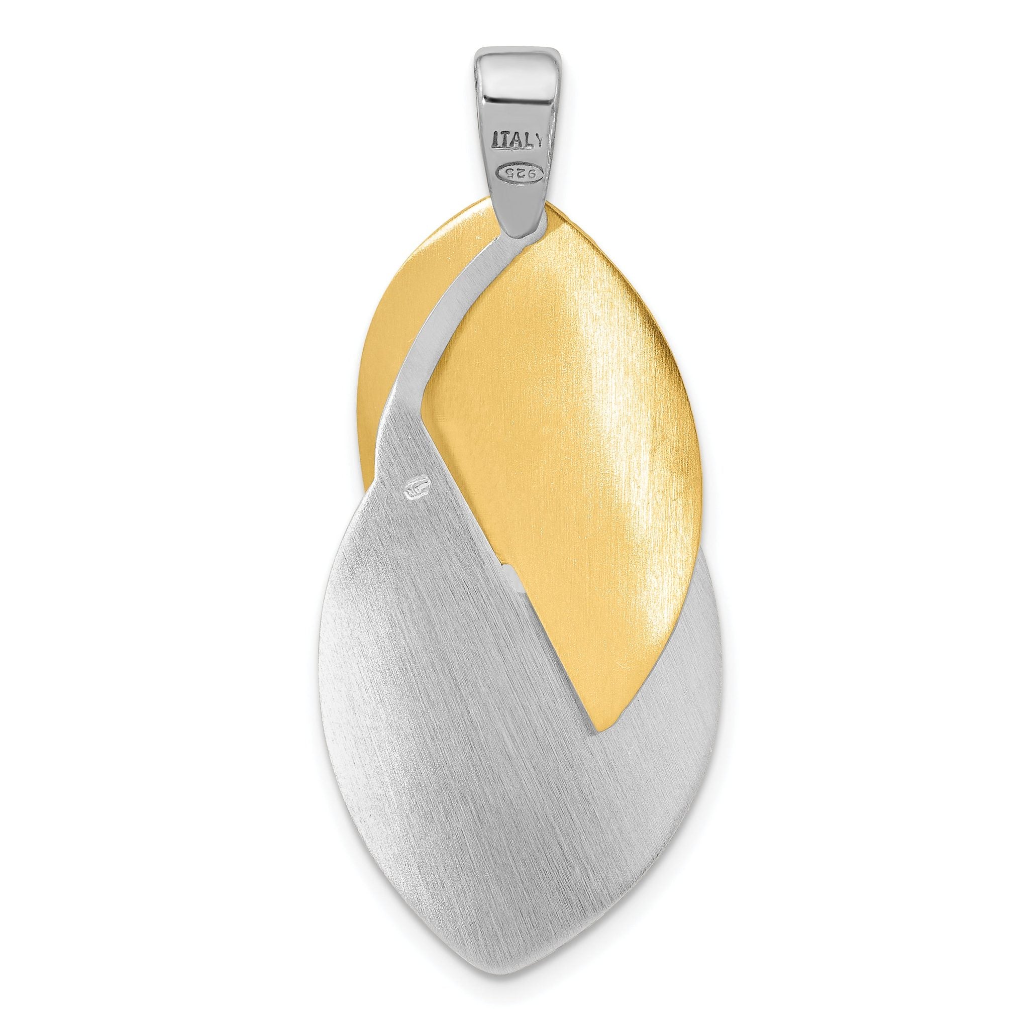 SS Rhodium and Gold-tone Polished and Textured Pendant