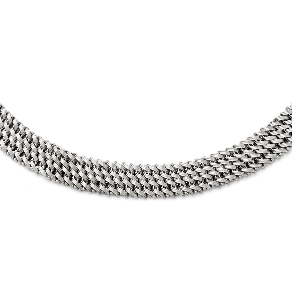 Sophia Jewelers 925 Sterling Silver Mesh Necklace Elegant 17.5 Inch