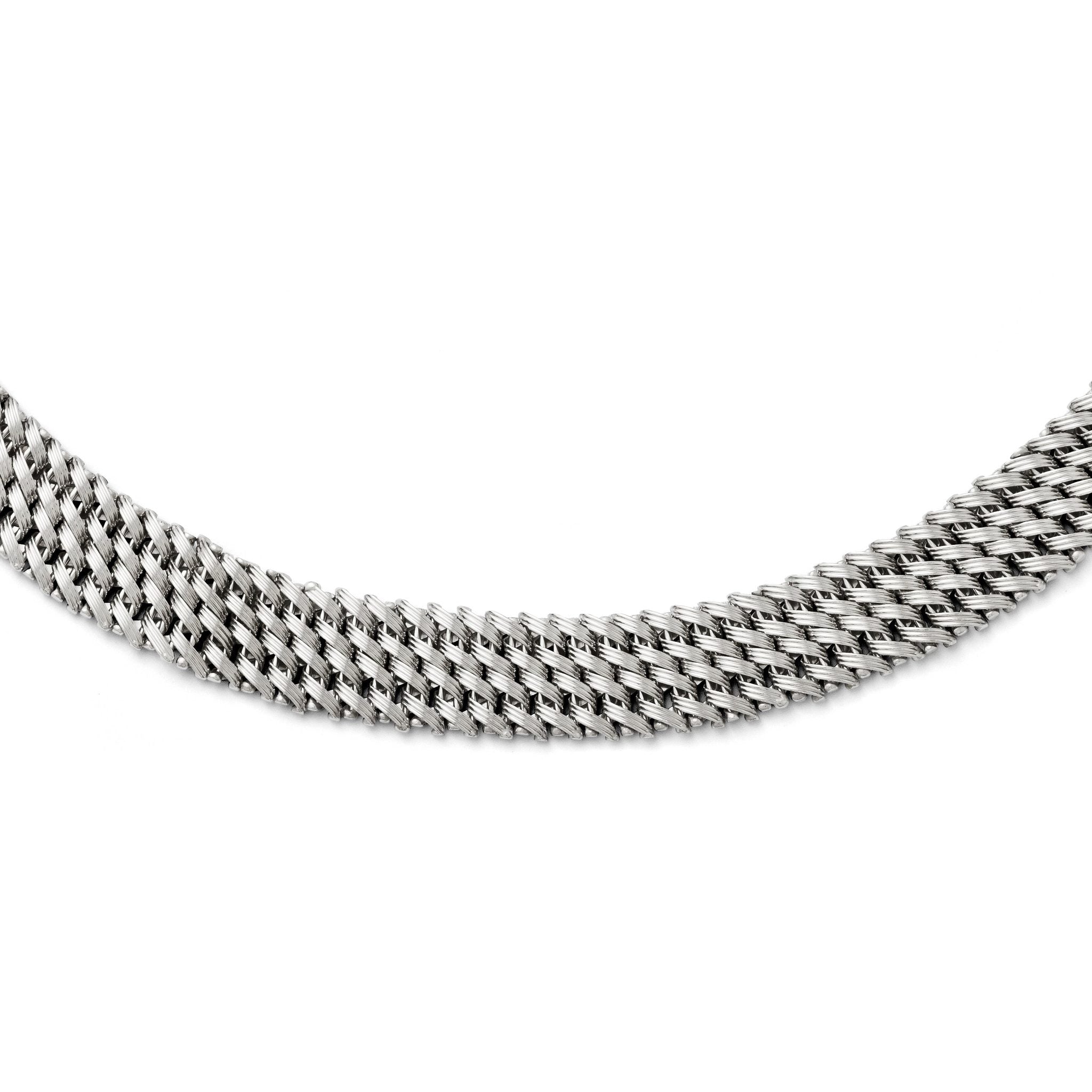 Sophia Jewelers 925 Sterling Silver Mesh Necklace Elegant 17.5 Inch