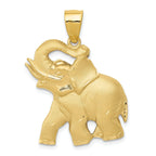 14K Gold Men's Satin Diamond-Cut Elephant Pendant Elegant Craftsmanship