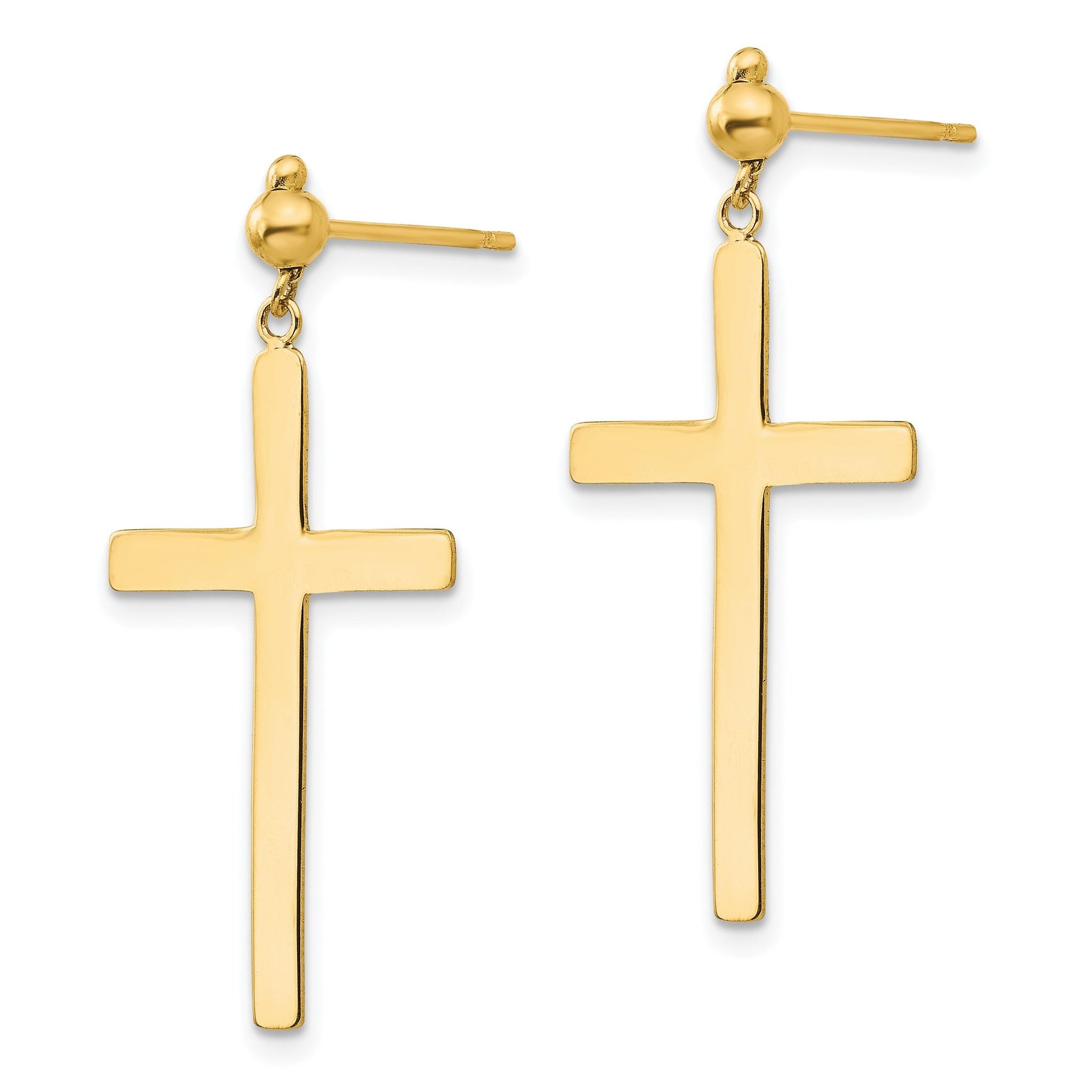 14K Cross Dangle Post Earrings Secondary image