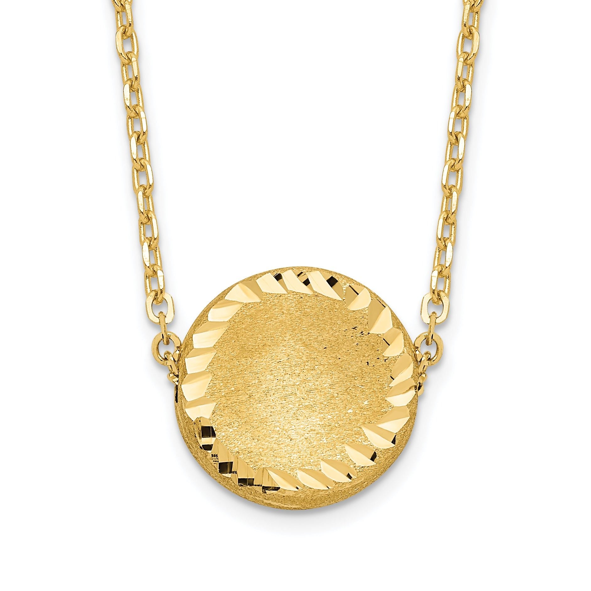 Sophia Jewelers 14K Gold Circle Necklace with Polished Brushed Finish Main image