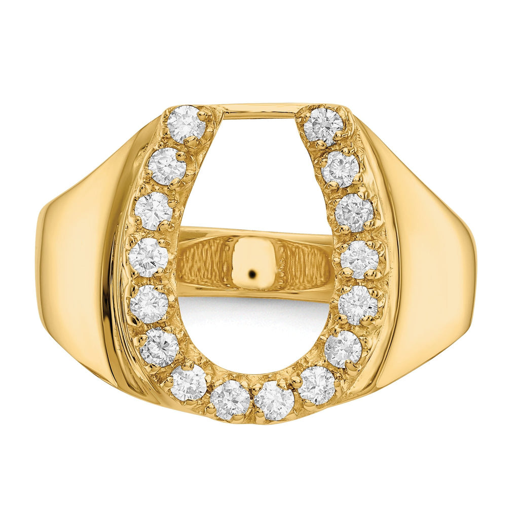 14k 1/2 carat AA Diamond Mens Horseshoe Ring