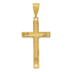 14K Two-Tone Gold Crucifix Pendant with Polished Diamond-Cut Finish