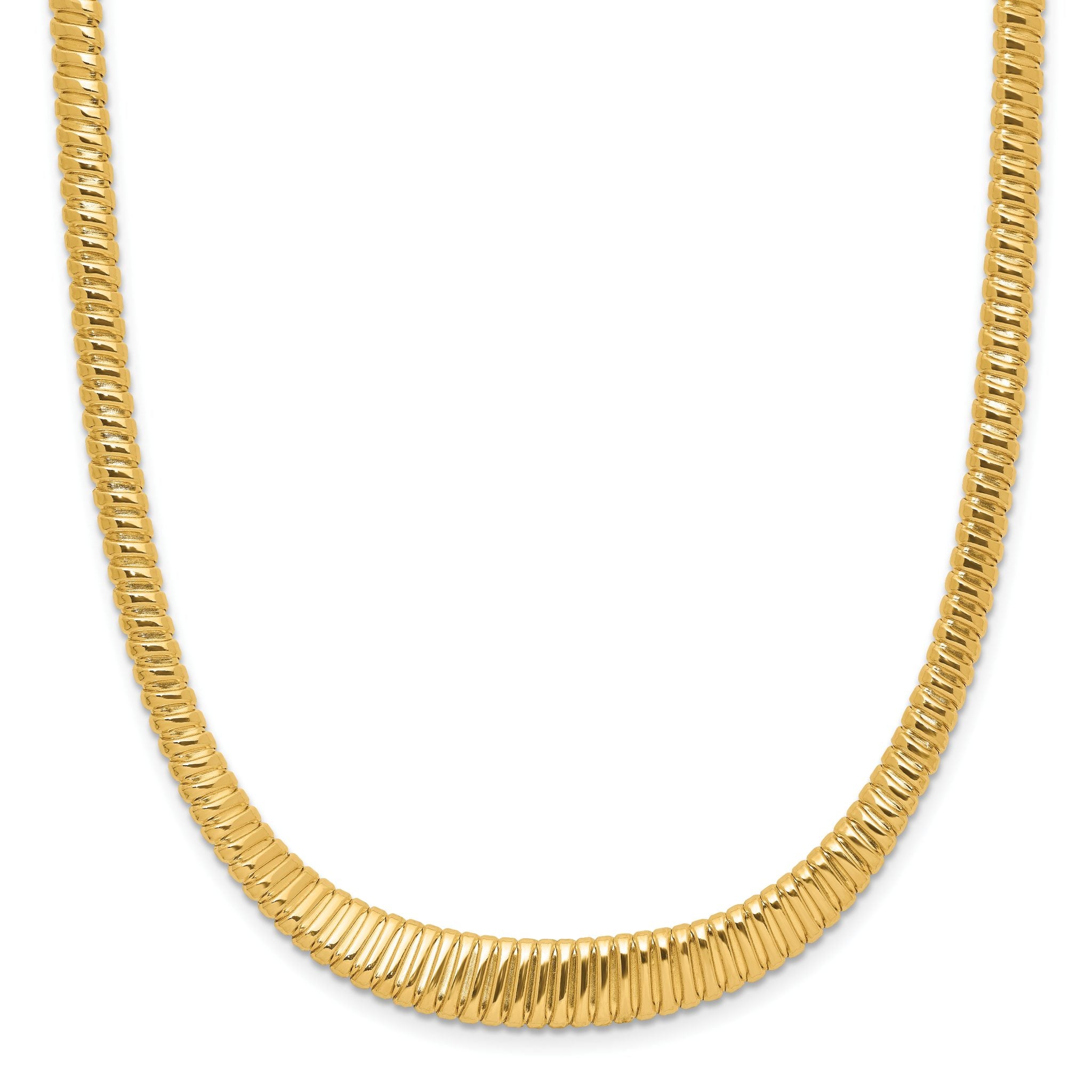 14K Polished Ridged Graduated Necklace Main image
