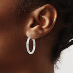 Sophia Jewelers 14K White Gold Polished Hoop Earrings Elegant Rhodium Finish