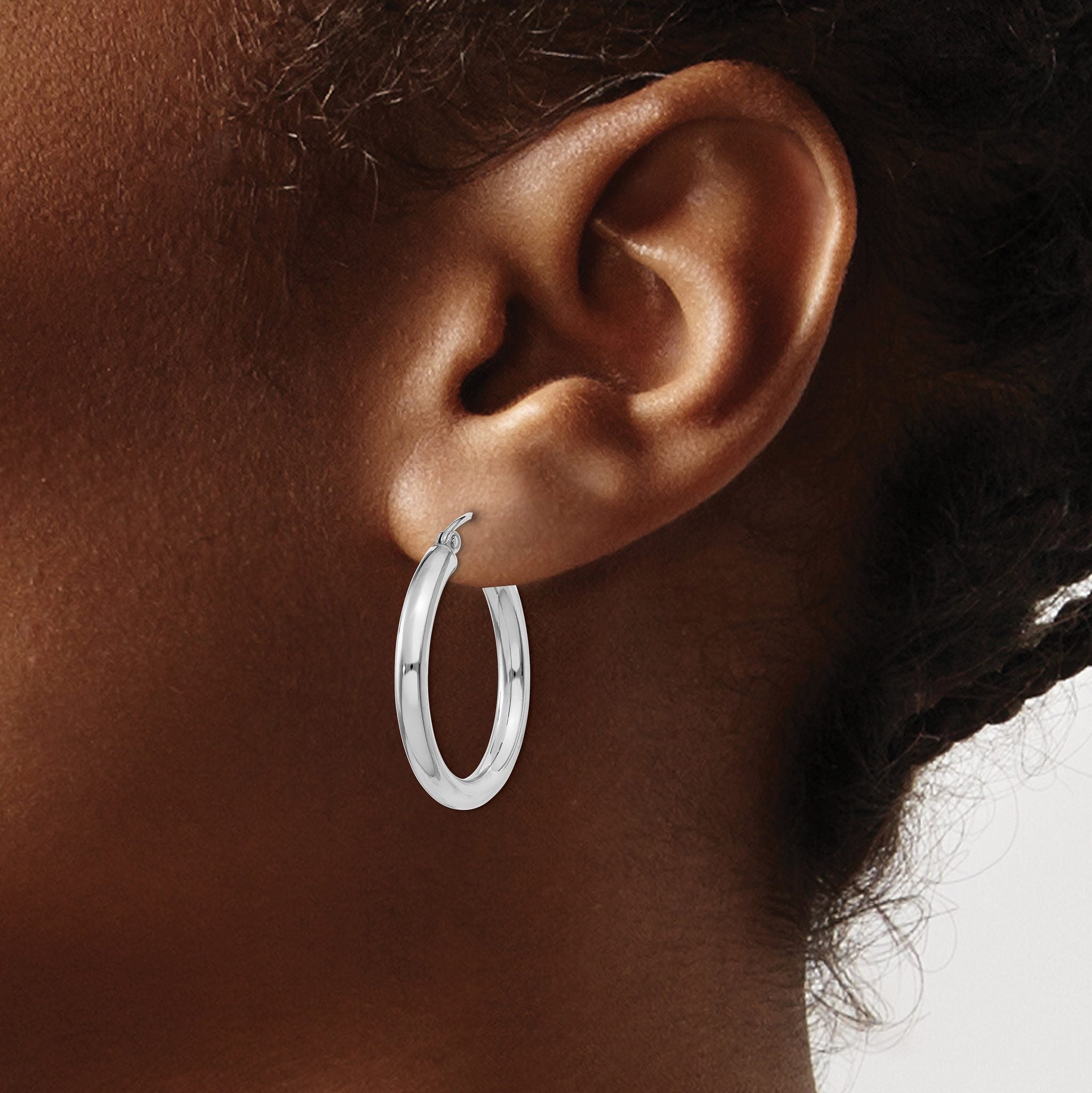 Sophia Jewelers 14K White Gold Polished Hoop Earrings Elegant Rhodium Finish