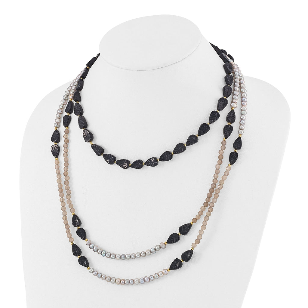 Sterling Silver Gold-plated Multi Stone Adj. 17in or 40in Necklace