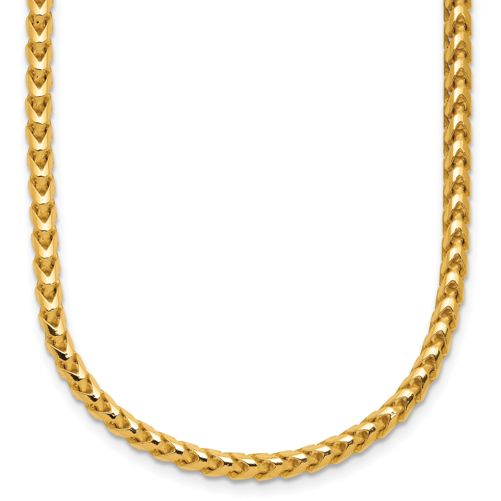 14K Yellow Gold Solid Franco Chain Necklace 3mm