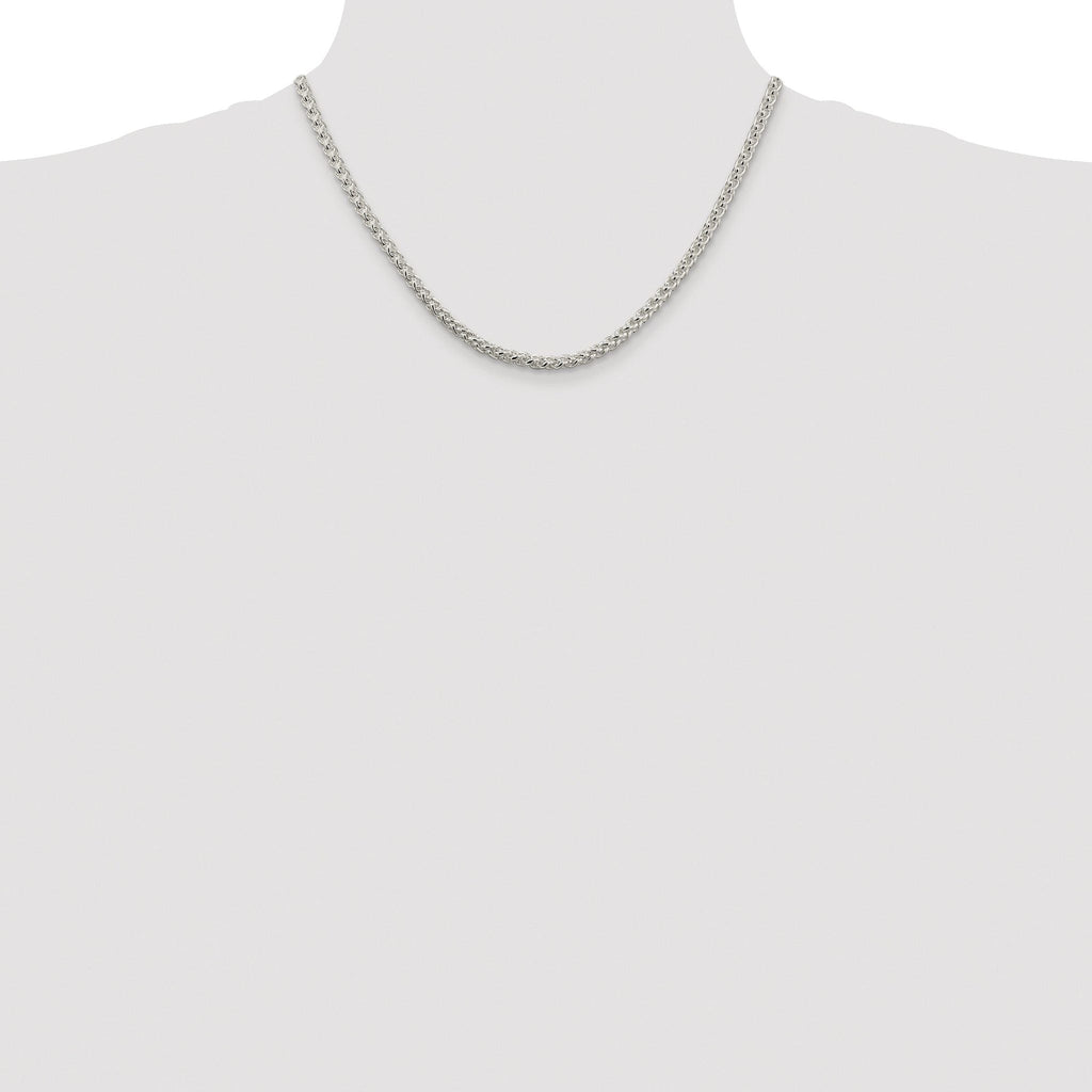 Sterling Silver Rhodium-plated 4mm Round Spiga Chain