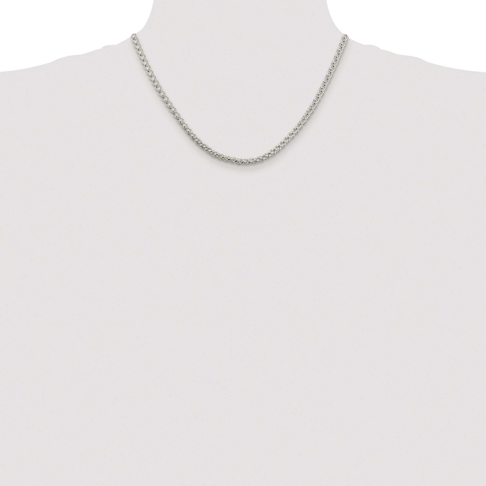 Sterling Silver Rhodium-plated 4mm Round Spiga Chain
