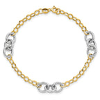 14K Two-tone Polished and Textured Fancy Link Bracelet