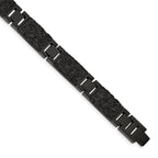 Stainless Steel Polished Black IP-plated Wire Inlay Link Bracelet for Men