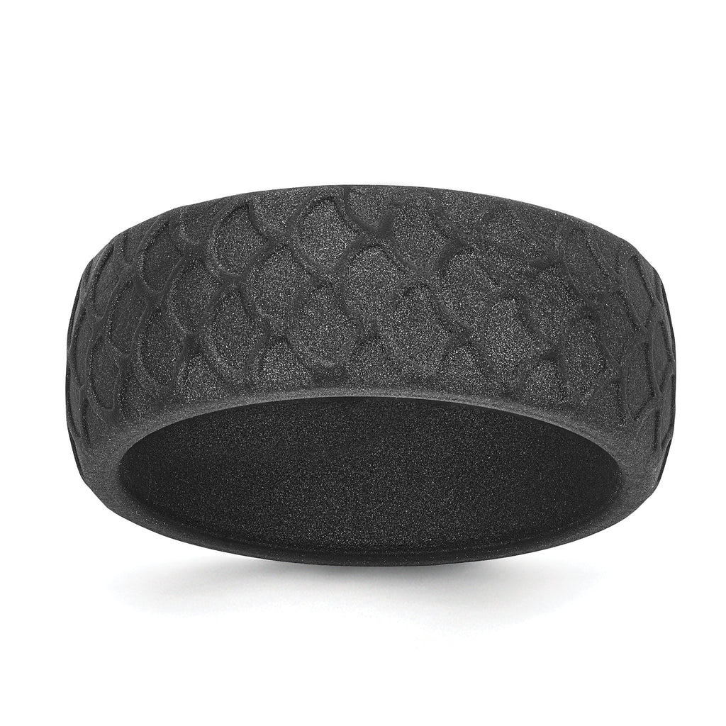 Fish Scale Wedding Band in Dark Gray Silicone, 8.7mm