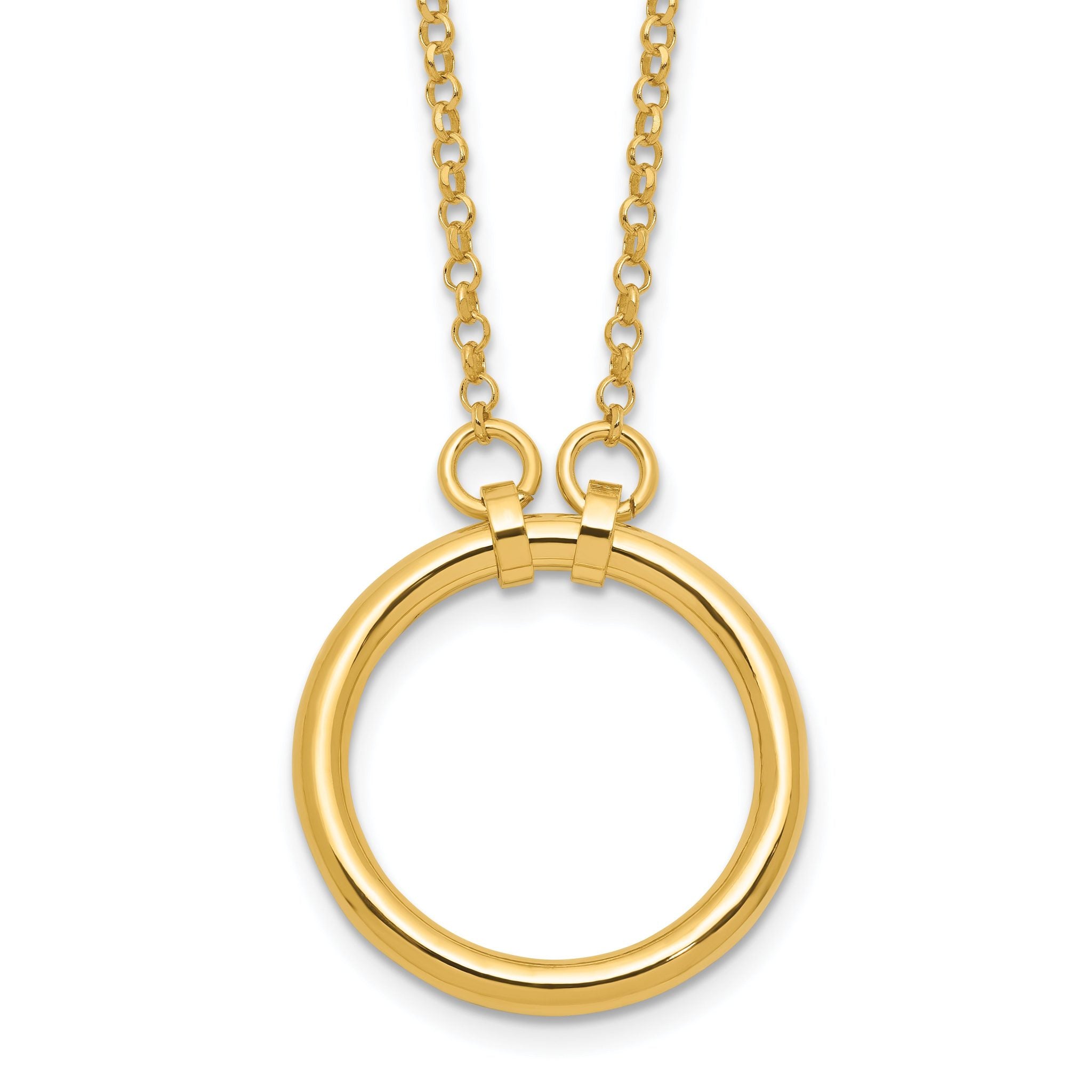 Sterling Silver Gold-tone Polished Circle w/ 2in ext. Necklace Main image