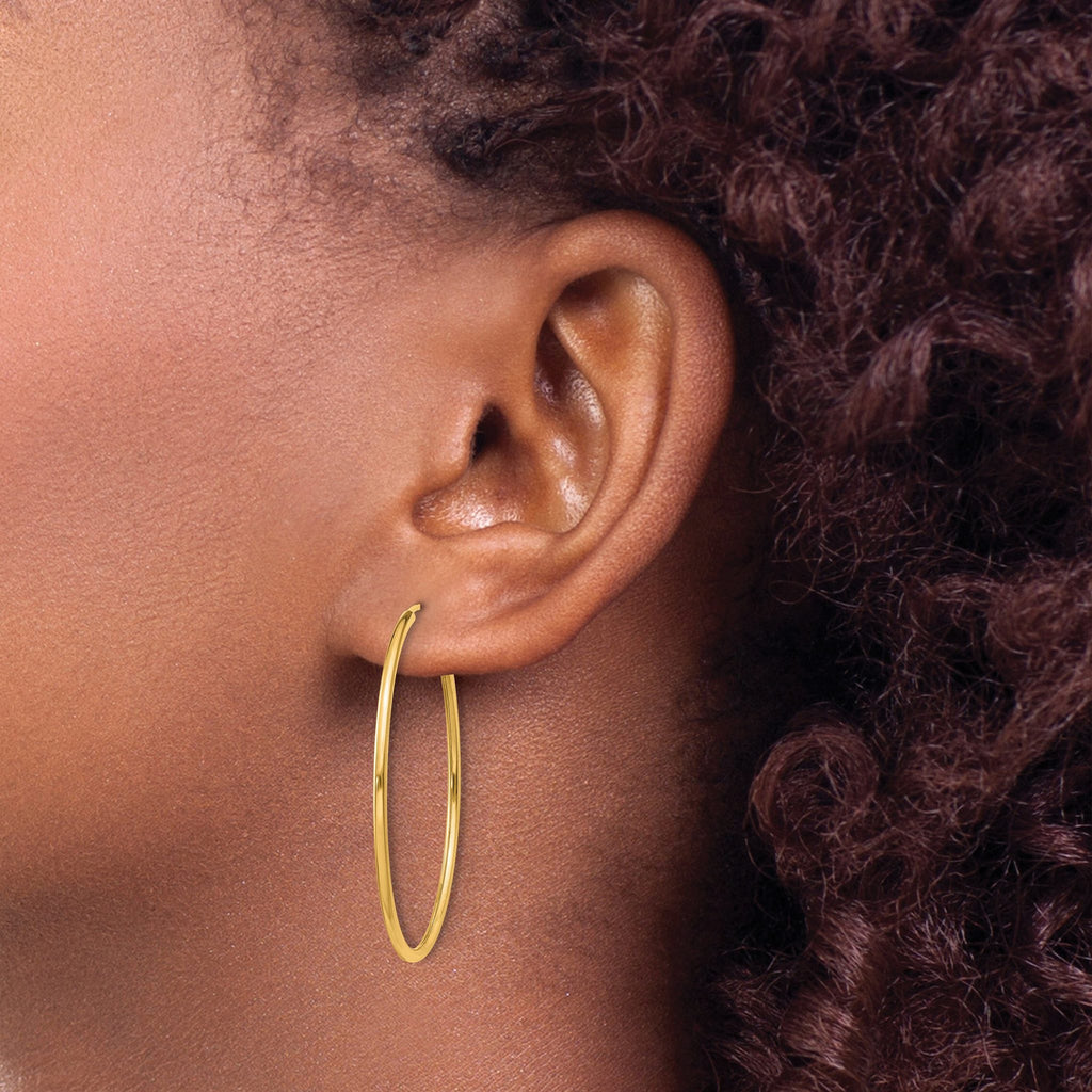 14k 1.2mm Polished Round Endless Hoop Earrings
