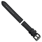 Carbon Fiber Watch Band in Black Leather, 24mm