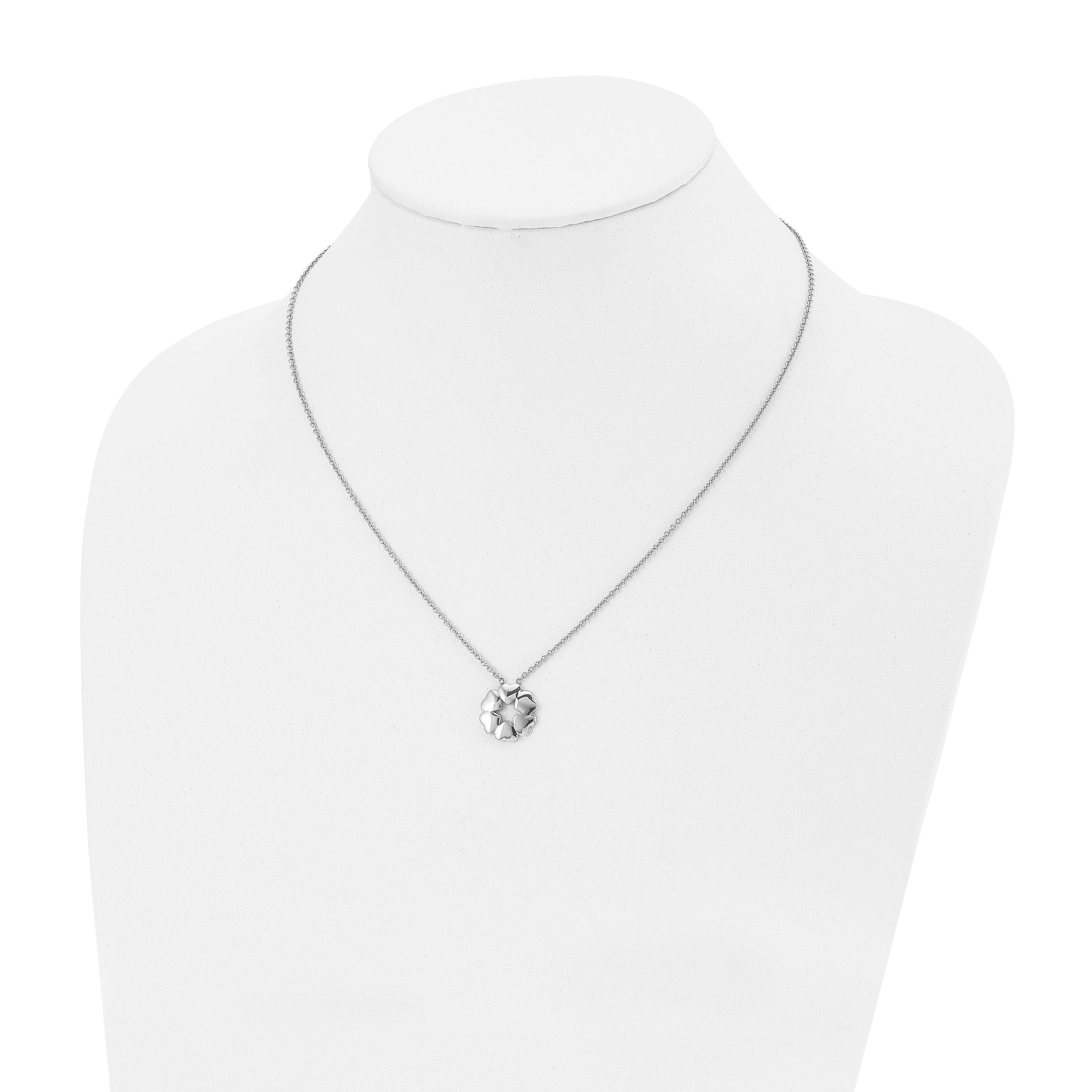 Stainless Steel Polished Circle of Hearts 18.5in Necklace