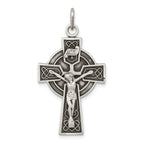 Sterling Silver 925 Irish Crucifix Pendant with Polished Antique Finish