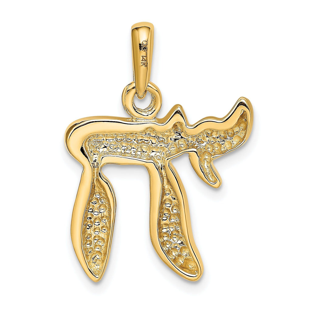 14K Gold Chai Pendant with Polished Finish Classic Solid Design